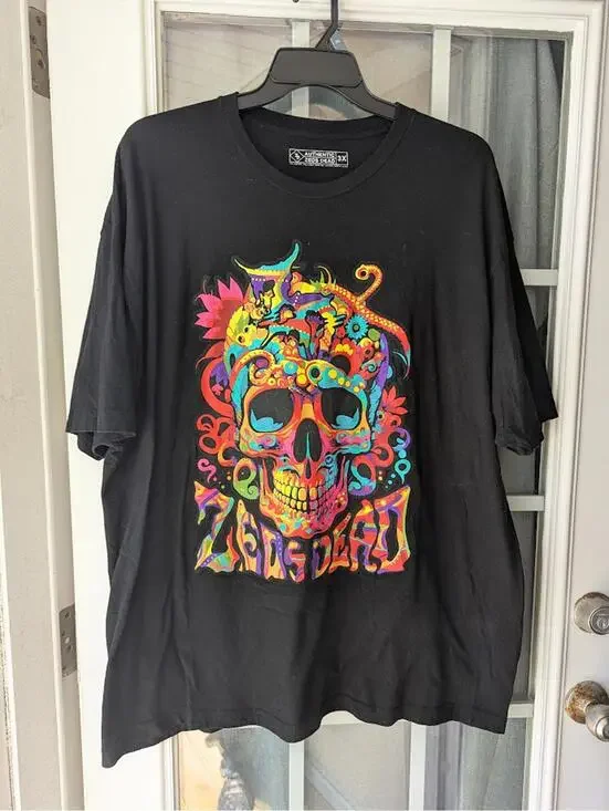 Zeds Dead 3X Black Skull Graphic TShirt EDM Music Festival Psychedelic Oversized - Picture 2 of 5